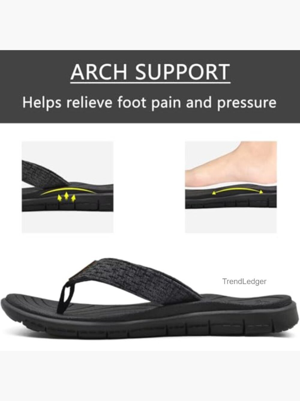 Arch Support Flip Flops - Comfortable Yoga Mat Cushion Sandals - Picture 3 of 7